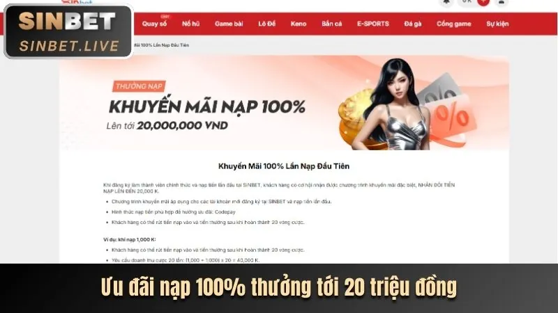 Khuyến mãi nạp lại hàng ngày Sinbet